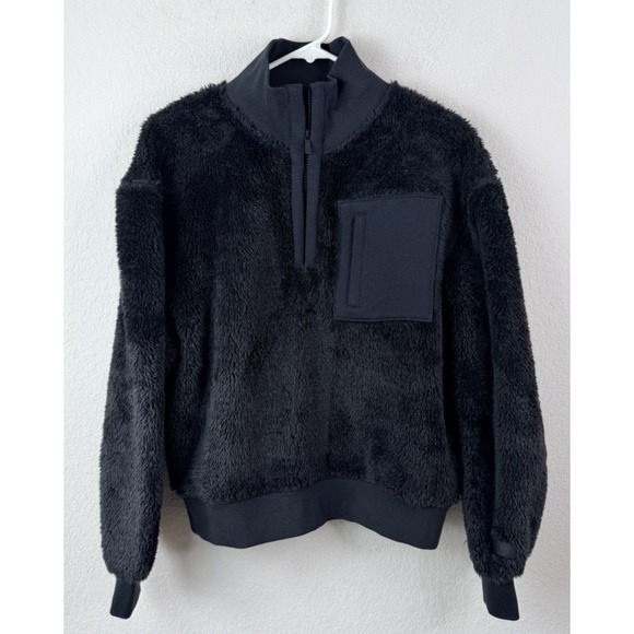 UGG Australia Jackets & Blazers - UGG Sherpa Fleece Pullover Women's M Black Half Zip Teddy Faux Fur Granola Cozy‎